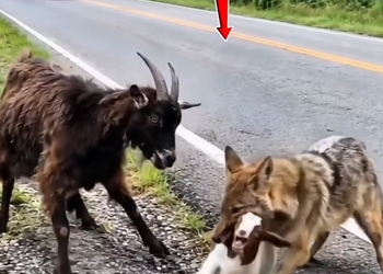 a17010010 Hero in a Suit Saves Innocent Baby Goat Coyote! #reels #usar